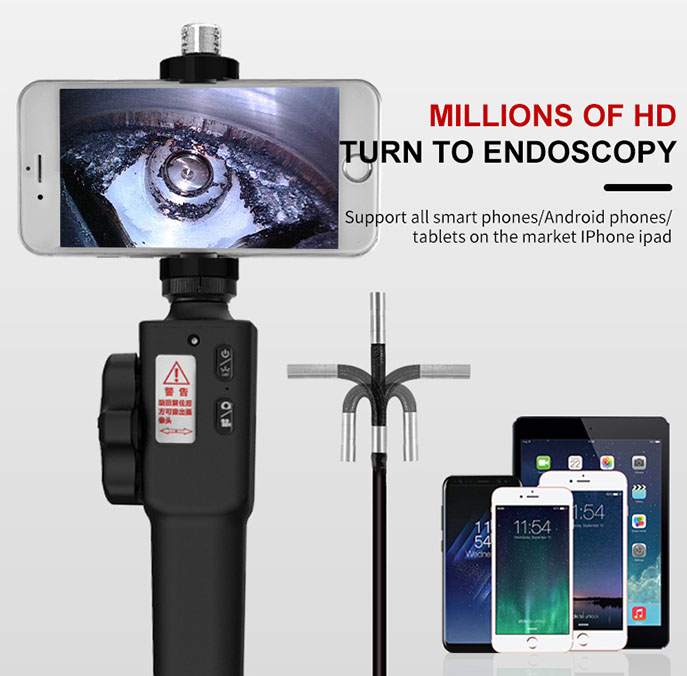 Articulating Borescope 1080P Endoscope Camera for Android 180° Snake Camera Iphone