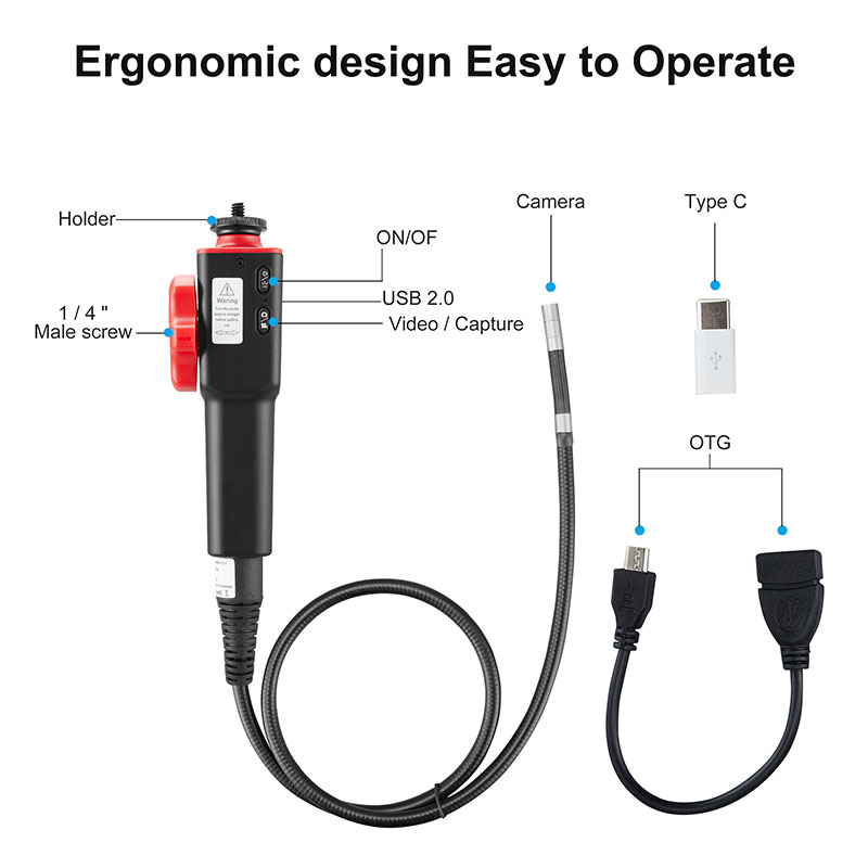 HD Borescope Inspection 8.5MM Endoscope Camera for Android 180° Articulating Endoscope Factory