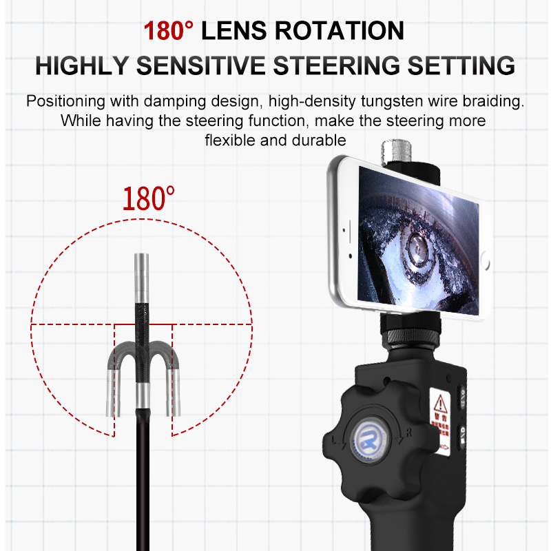 8.5MM Automotive Borescope 180° 2 way 1m Articulating Borescope for Iphone OEM/ODM Factory