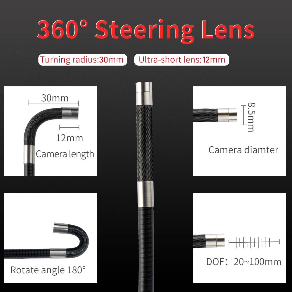 6.2Mm 1Mp Flexible Industrial Endoscope 360 Degree Rotate Articulated 2 Ways Handheld Borescope