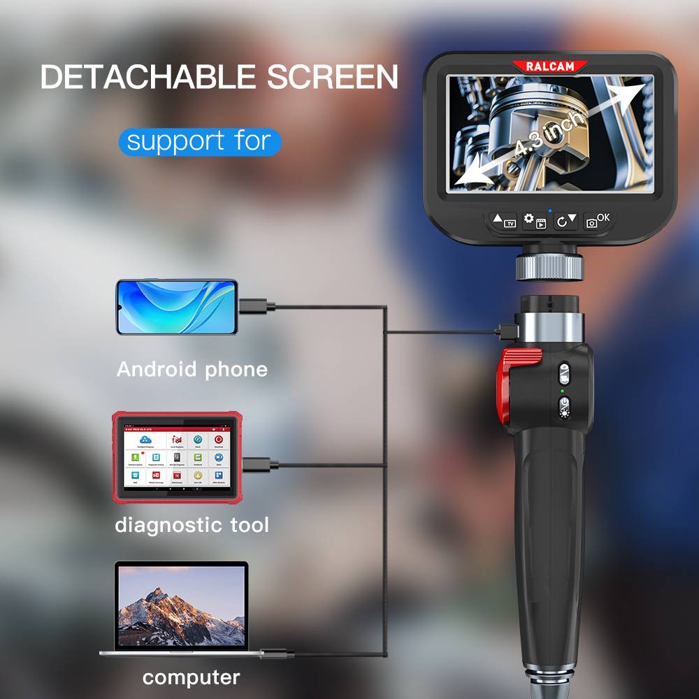 6.2Mm 1Mp Flexible Industrial Endoscope 360 Degree Rotate Articulated 2 Ways Handheld Borescope