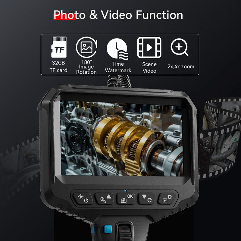 R406 RALCAM 4.3inch Screen 2-Way Video Borescope Flexible IP67 Waterproof 1M Probe 6.2Mm Factory Price