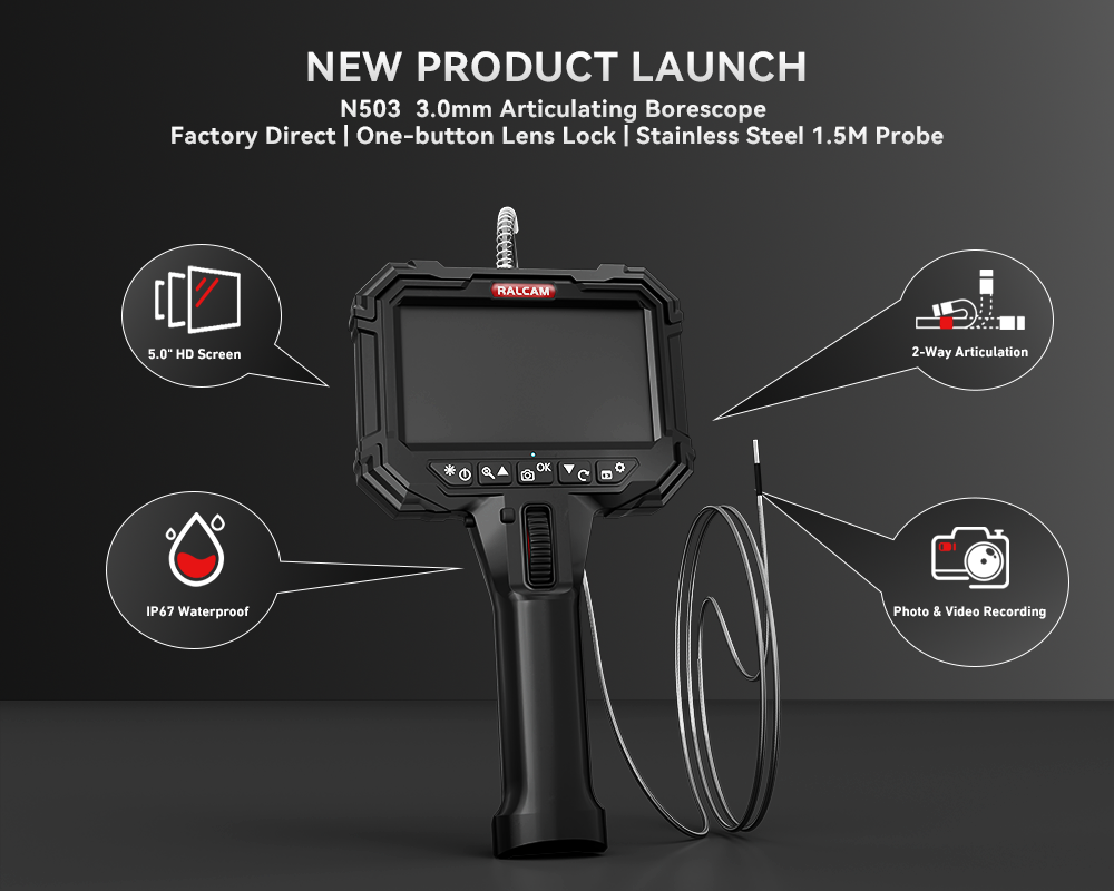 RALCAM Launches New 3.0mm Stainless Steel Endoscope with 5-Inch Screen & 8x Zoom
