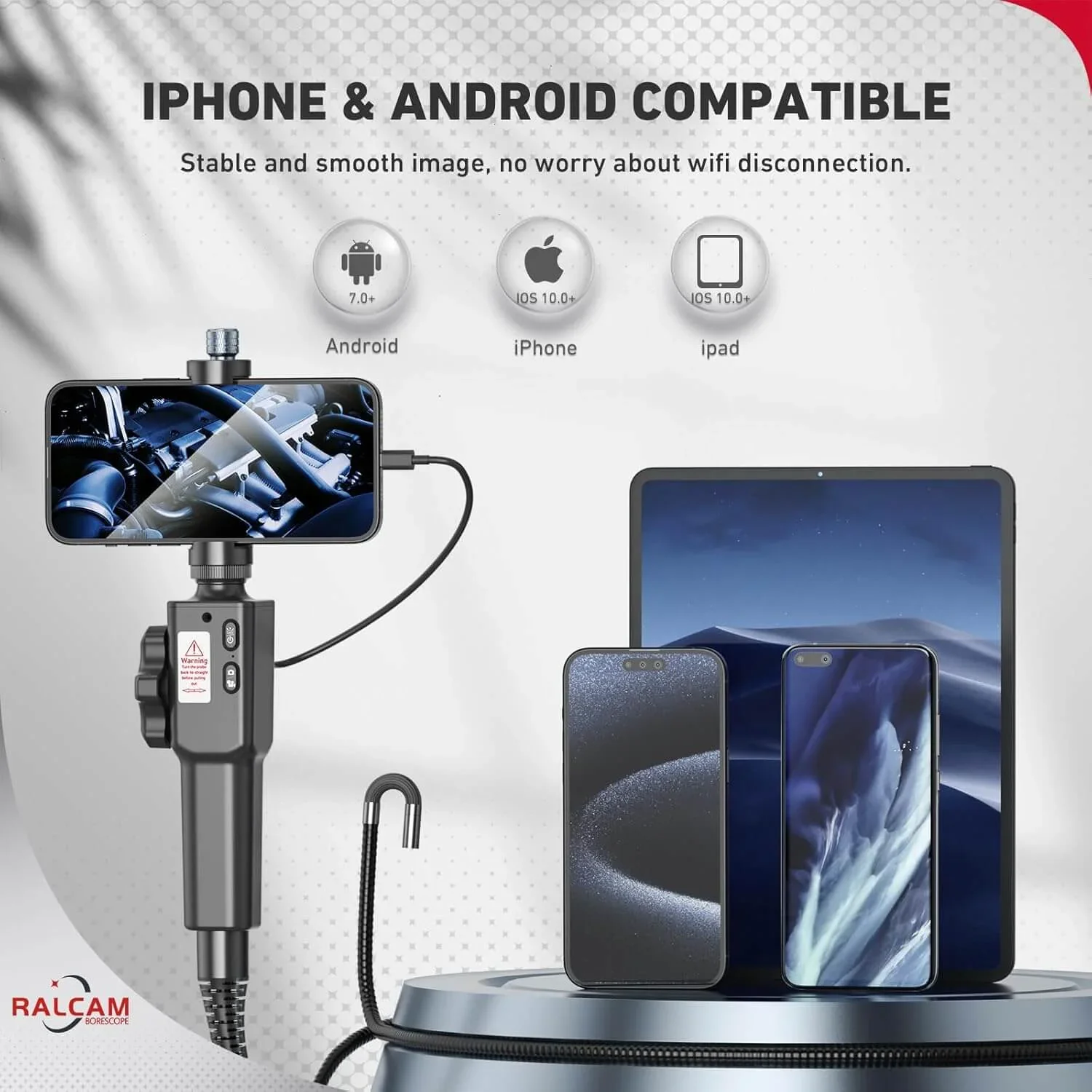 6.2Mm 1Mp Cmos Flexible Borescope 2 Way 180 Degree Borescope For Cell Phone Factory